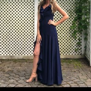 VICI Cool Waters Ruffle Gown- Navy-Small